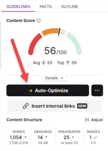 surfer seo - auto optimize