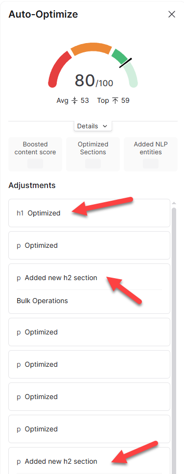 surfer seo - auto optimize summary