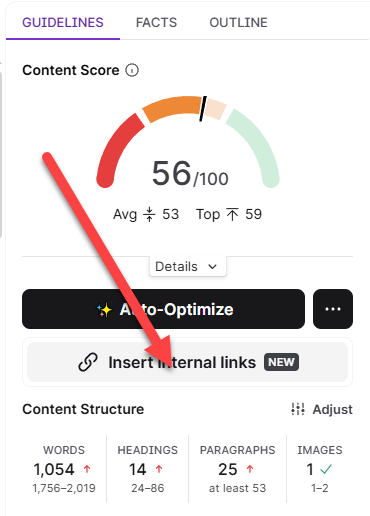 surfer seo - interneal link